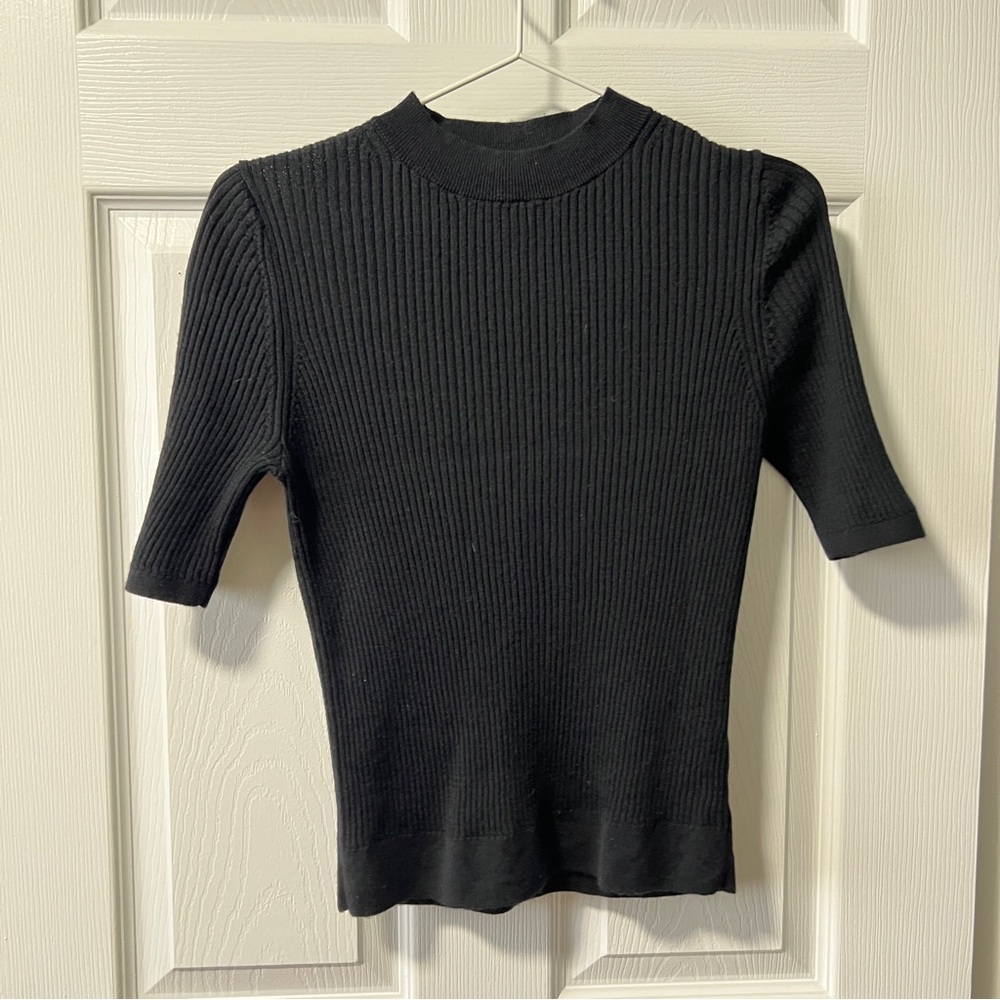 Black Ribbed Knit Top